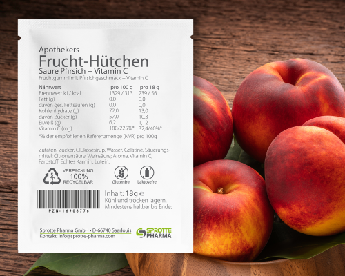 Frucht-Hütchen Saure Pfirsich 18g