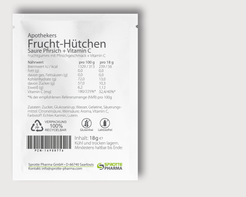 Frucht-Hütchen Saure Pfirsich 18g